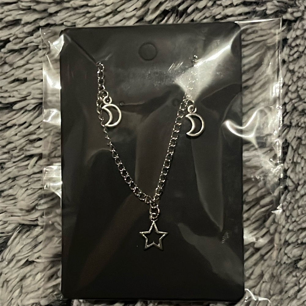 Moons and stars silver anklet